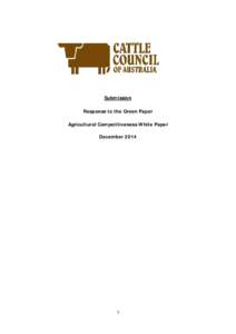 Submission Response to the Green Paper Agricultural Competitiveness White Paper December[removed]