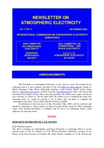 NEWSLETTER ON ATMOSPHERIC ELECTRICITY Vol. 11 No. 2 NOVEMBER 2000
