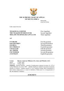 THE SUPREME COURT OF APPEAL OF SOUTH AFRICA Reportable Case No[removed]In the matter between
