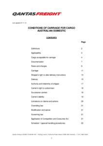 Last updated[removed]CONDITIONS OF CARRIAGE FOR CARGO AUSTRALIAN DOMESTIC CONTENTS Page