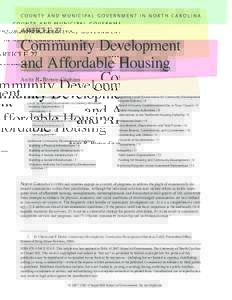 C O U N T Y A N D M U N I C I PA L G O V E R N M E N T I N N O R T H C A R O L I N A  ARTICLE 27 Community Development and Affordable Housing