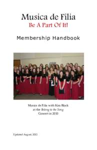 Musica de Filia Be A Part Of It! Membership Handbook Musica de Filia with Kim Block at the Belong to the Song