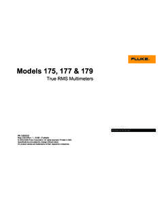 Models 175, 177 & 179 True RMS Multimeters Kullanım Kılavuzu PN[removed]May 2003 Rev. 1, [removed]Turkish)