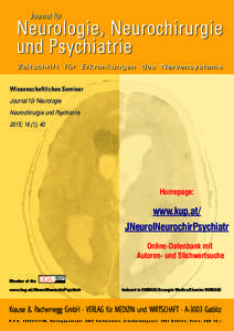 Wissenschaftliches Seminar Journal für Neurologie Neurochirurgie und Psychiatrie 2015; 16 (1), 40  Homepage: