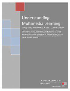 Learning / E-learning / Memory / Working memory / Multimedia / Split attention effect / Educational animation / Education / Educational psychology / Cognitive load