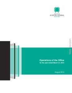 Web Version Operations of the Office for the year ended March 31, 2014 August 2014