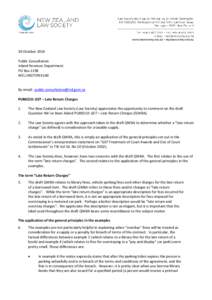 30 October 2014 Public Consultation Inland Revenue Department PO Box 2198 WELLINGTON 6140