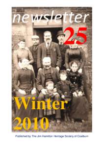 newsletter  25 Winter 2010 Published by The Jim Hamilton Heritage Society of Coalburn