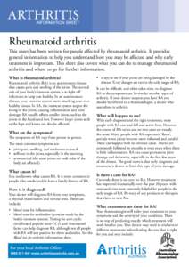 ARTHRITIS  INFORMATION SHEET ARTHRITIS