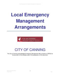 City of Canning Local Emergency Management Arrangements  Local Emergency Management Arrangements