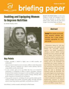Number 16,  March[removed]briefing paper Enabling and Equipping Women to Improve Nutrition by Noreen Mucha, M.P.A.