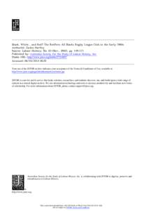 Black, White... and Red? The Redfern All Blacks Rugby League Club in the Early 1960s Author(s): Jackie Hartley Source: Labour History, No. 83 (Nov., 2002), pp[removed]Published by: Australian Society for the Study of La