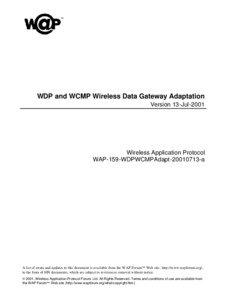 WDP and WCMP Wireless Data Gateway Adaptation Version 13-Jul-2001