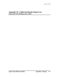 August 17, 2009  Appendix 2I: California Density Bonus Law [Senate Bill[removed]Hollingsworth), [removed]Angels Camp 2020 General Plan