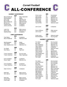 Cornell Football  ALL-CONFERENCE MIDWEST CONFERENCE 2013 Myron Seabrook