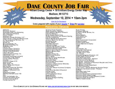 DANE COUNTY JOB FAIR e Fre g!! n rki a