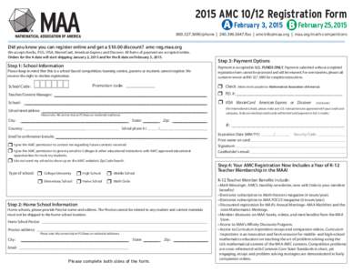 2015 AMC[removed]Registration Form February 3, 2015 	  February 25, 2015