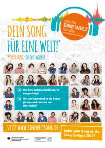 DEIN SONG FÜR EINE WELT! *  *YOUR SONG FOR ONE WORLD!