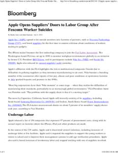 Apple Opens Suppliers’ Doors to Labor Group After Foxconn Worker Suicides - Bloomberg