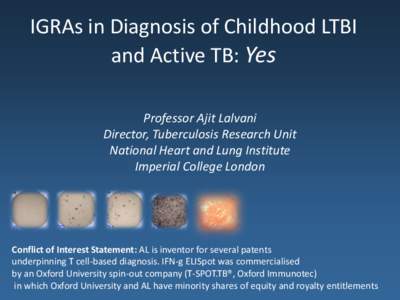 IGRAs in Diagnosis of Childhood LTBI and Active TB