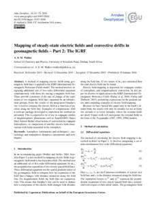 Ann. Geophys., 34, 67–73, 2016 www.ann-geophys.netdoi:angeo © Author(sCC Attribution 3.0 License.  Mapping of steady-state electric fields and convective drifts in