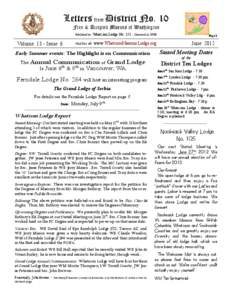 Letters from District No. 10 Free & Accepted Masons of Washington Published by: Whatcom Volume 13 - Issue 6