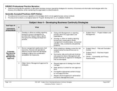 Subj Area #4 - Developing BC Strategies