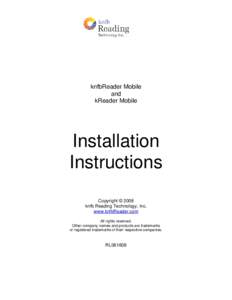 knfbReader Mobile and kReader Mobile Installation Instructions