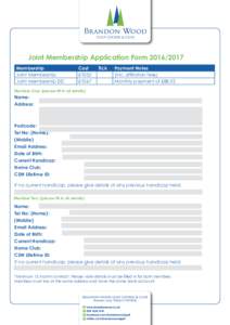 Joint Membership Application FormMembership Joint Membership Joint Membership DD  Cost