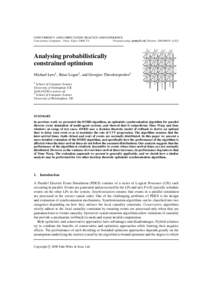 CONCURRENCY AND COMPUTATION: PRACTICE AND EXPERIENCE Concurrency Computat.: Pract. Exper. 2008; ?:1 Prepared using cpeauth.cls [Version: [removed]v2.02] Analysing probabilistically constrained optimism