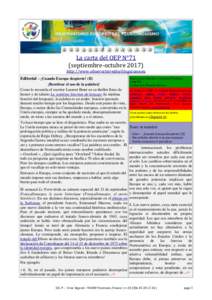 La carta del OEP N°71 (septiembre-octubrehttp://www.observatoireplurilinguisme.eu Editorial – ¡Cuando Europa despierte! (II)