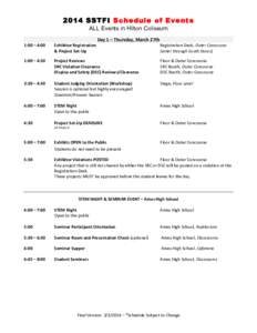 2014 SSTFI Schedule of Events ALL Events in Hilton Coliseum 1:00	
  –	
  4:00	
  	
  	
     	
  