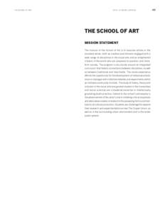 THE SCHOOL OF ART		  2014–15 COURSE CATALOG THE SCHOOL OF ART MISSION STATEMENT
