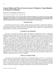 Capture Heights and Times of Lasiurus borealis (Chiroptera: Vespertilionidae) in Southeastern Oklahoma