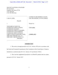 Case 3:09-cv[removed]JAP-TJB Document 1  Filed[removed]Page 1 of 17 MALLON, SANTORA & TRANGER 86 Court Street