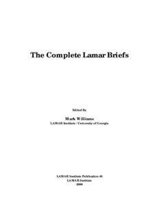 The Complete Lamar Briefs  Edited By
