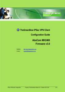 TheGreenBow IPSec VPN Client Configuration Guide AboCom MH2400 Firmware v3.0 WebSite: