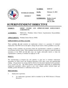 Apprenticeship / Education / Windham School District / Texas Department of Criminal Justice