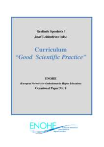 Gerlinde Sponholz / Josef Leidenfrost (eds.) Curriculum “Good Scientific Practice”