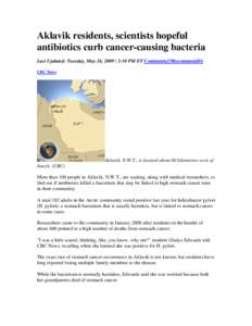Aklavik residents, scientists hopeful antibiotics curb cancer-causing bacteria