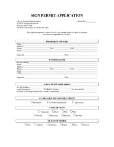 SIGN PERMIT APPLICATION City of Winston/Administration 201 NW Douglas Boulevard Winston, OR6739 (officefax)