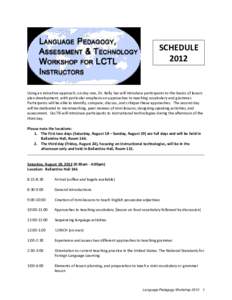 Language Pedagogy, Assessment & Technology Workshop for LCTL Instructors