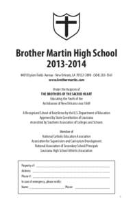 Cor Jesu Academy / Quigley Catholic High School / Brother Martin High School / Louisiana / Tuition payments