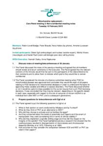 Mitochondria replacement – Core Panel meeting 2: Non-confidential meeting notes Tuesday 12 February 2013 Etc Venues, Bonhill House, 1-3 Bonhill Street, London EC2A 4BX