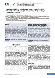 Forum geografic. Studii și cercetări de geografie și protecția mediului Volume XIII, Issue 2 (December 2014), pphttp://dx.doi.orgfg082.d Analysis of River regime and Water bala