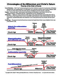 Chronologies of the Millennium and Christ’s Return Theories of the Order of Events Great Tribulation — The “7 year” period marking the rise of the Antichrist, increase of evil, persecution of Ch