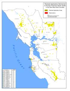 Pesticide Applications Detrimental to the San Francisco Garter Snake in the Nine Bay Area Counties Pesticide Application Areas Observations Sources: