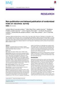 Non-publication and delayed publication of randomized trials on vaccines: survey