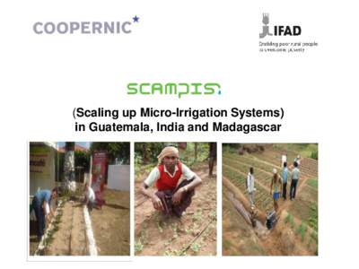 (Scaling up Micro-Irrigation Systems) in Guatemala, India and Madagascar SCAMPIS OBJECTIVES 1. Improve the management and increase water availability for intensified cropping activities with adapted Micro-Irrigation Sys