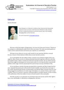 Editorial, Explorations: An E-Journal of Narrative Pratice, 2009, Issue 1